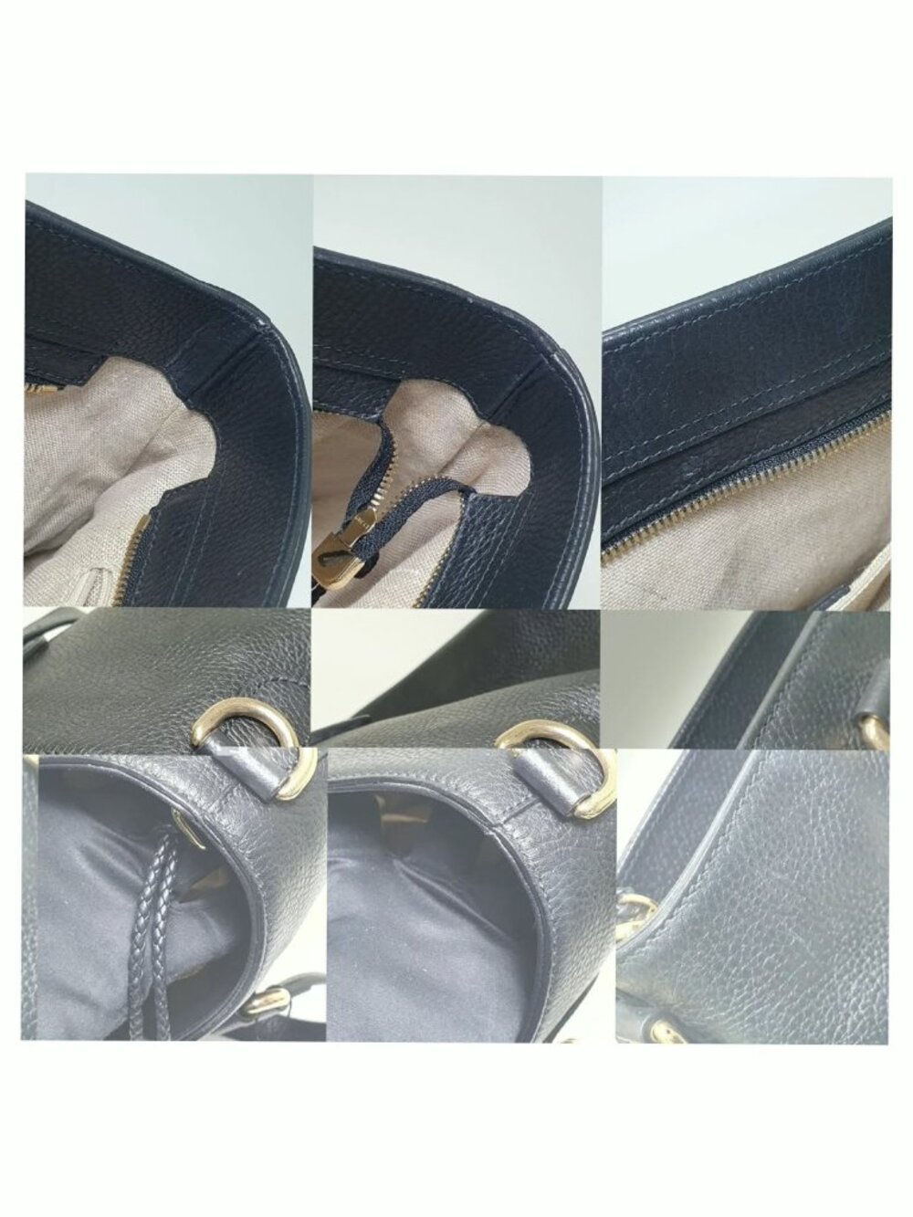 Authentic Gucci Black Leather Tote Bag Bamboo Tassel Crossbody Satchel Gold Hard - Picture 11 of 12